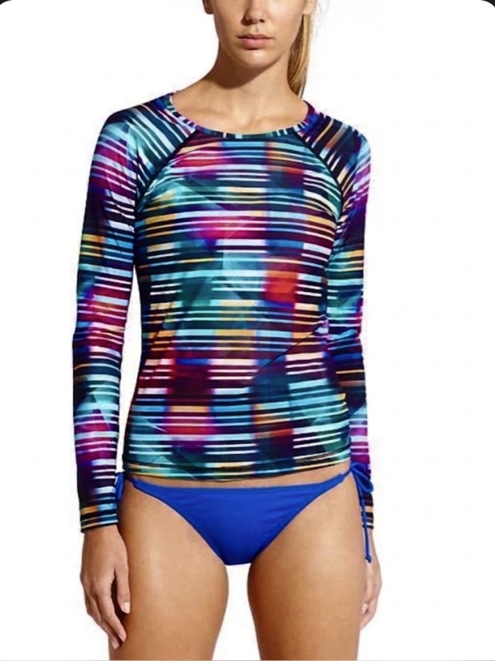 Athleta Laser Beam Rashguard Top Long Sleeve S Performance Surf Sport